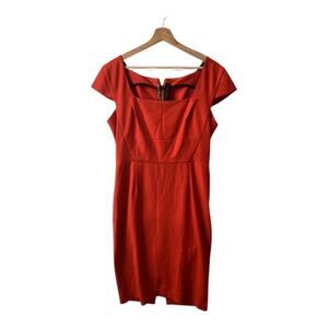 Roland Mouret Red Crepe Paneled Midi Dress Size 12